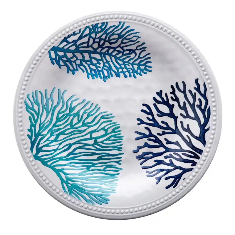 6 Assiettes Plates Mélaminé Corail Bleu Harmony Perla MARINE BUSINESS Quantité Limitée