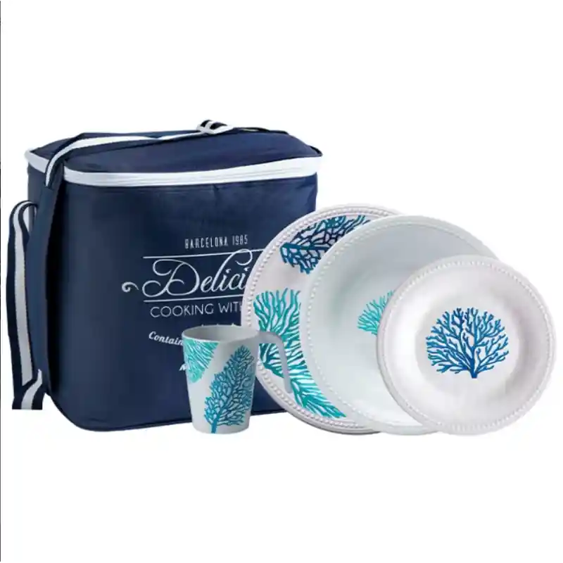 Meilleur Choix Pack Vaisselle en mélaminé Harmony Bleu - 24 pces/6 pers.