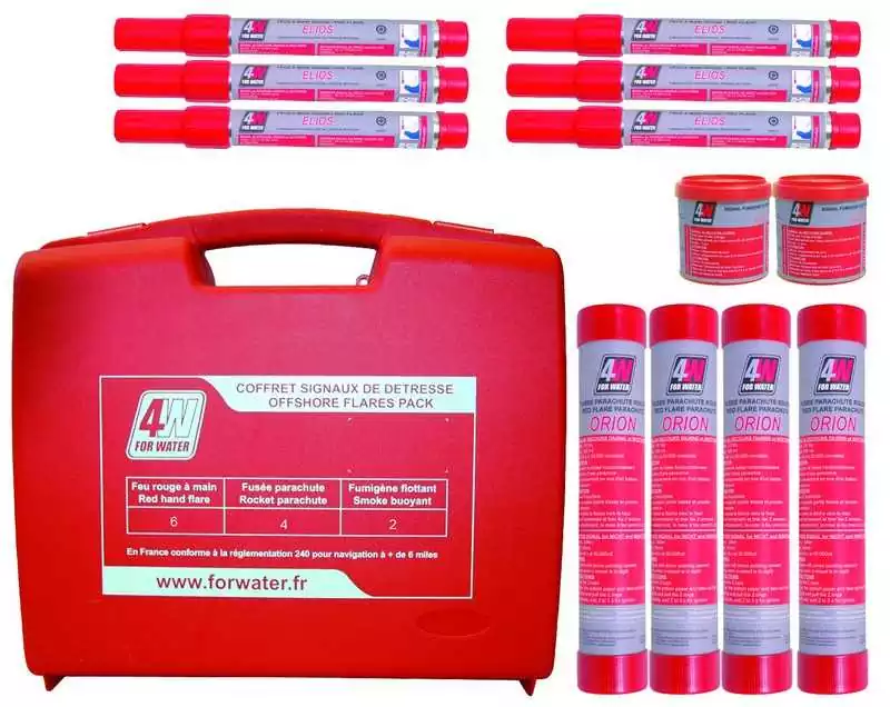 Coffret grande plaisance 6 feux à main 4 fusées parachute 2 fumigènes Offre Limitée