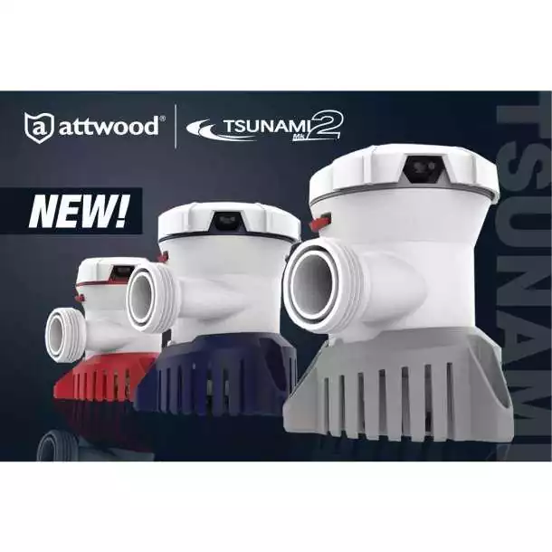 Usine Directe Pompe de cale TSUNAMI T800 débit 2520 L/H 12V sortie 19 et 25mm 4 Ampères