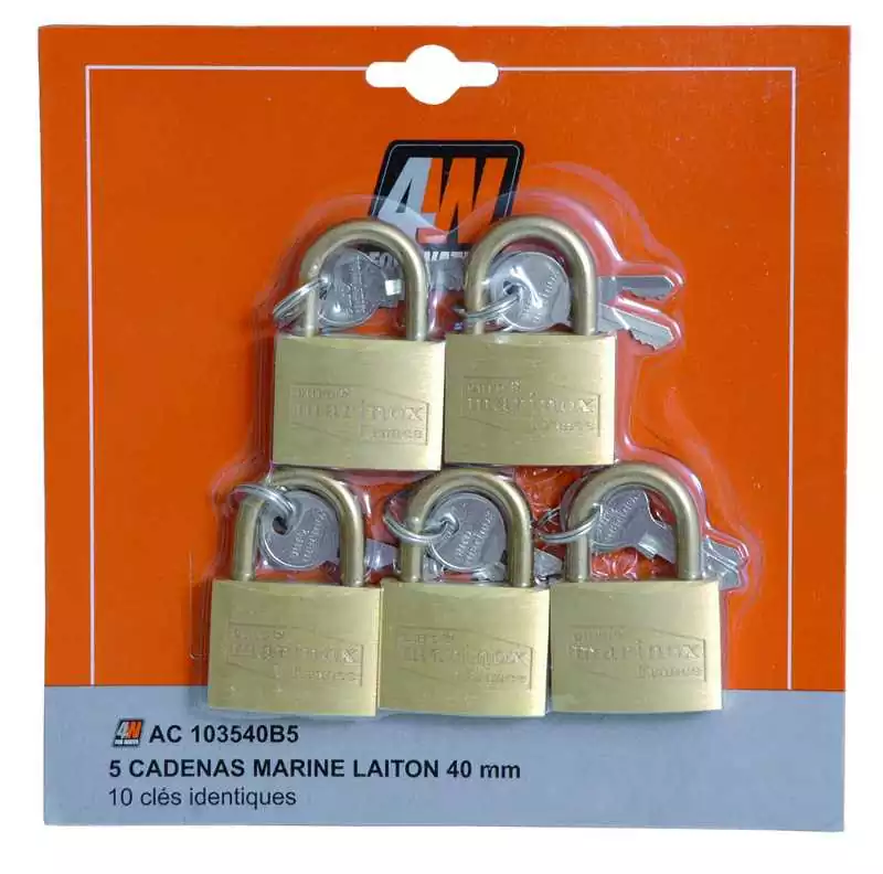 Offre Exclusive 5 Cadenas marin en laiton longueur 40mm diamètre anse 6mm