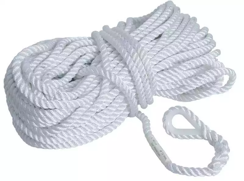 Bosse de mouillage 3 torons blanc cosse inox diamètre 12mm Longueur 40M Vente Directe
