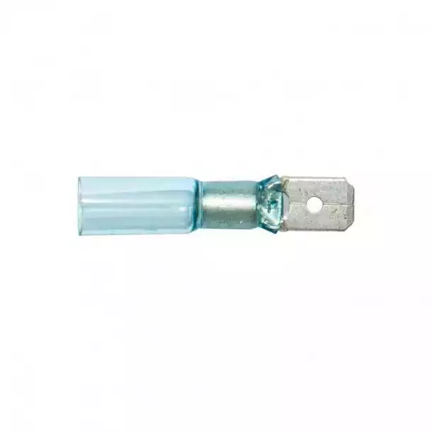 100 Fiches mâles thermorétractables Bleue 6.35mm câble 1,5-2,5mm² Bon Plan