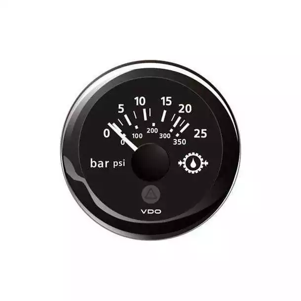 Manomètre pression d‘huile diamètre 52mm 8-32V noir Indicateur 25bars 350psi inverseur Offre Limitée