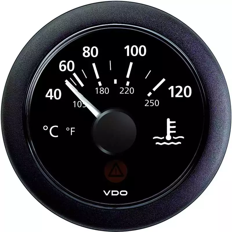 Thermomètre d‘huile diamètre 52mm 12-24 noir Huile 150°C 300°F Réduction