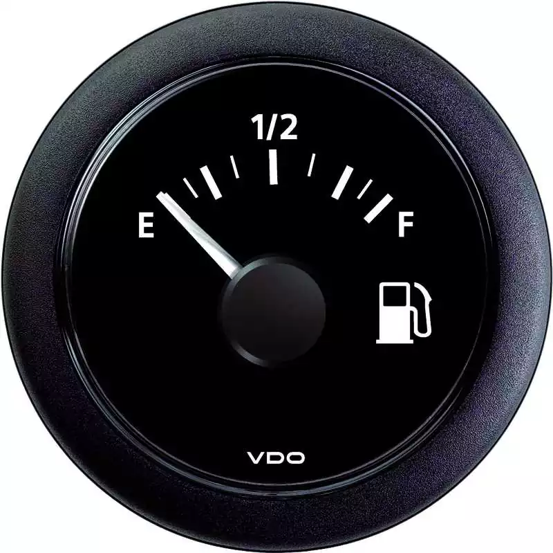 Indicateur de carburant 52mm 0-1/1 8-32V 90 Ohms fond noir cercle rond noir Top Vente