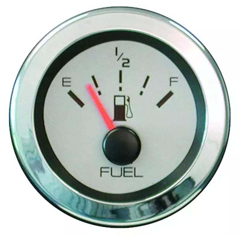 Meilleure Vente Indicateur niveau carburant noir 10-180 Ohm 52mm fond argenté translucide enjoliveur inox poli