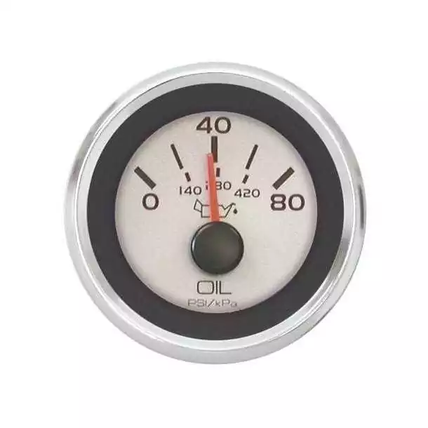 Paiement Sécurisé Indicateur pression d‘huile 52mm 240-33 Ohm 0-80psi fond argenté translucide