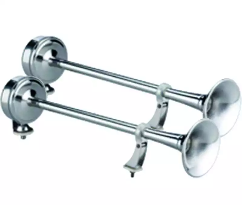 Klaxon 2 trompes inox 24V 3A Longueur 470mm 122 dB Must-Have