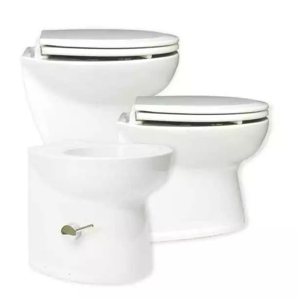 WC électrique Deluxe Flush DF17A 17’’ incliné – 24V avec électrovanne Confort haut de gamme bateau Réduction