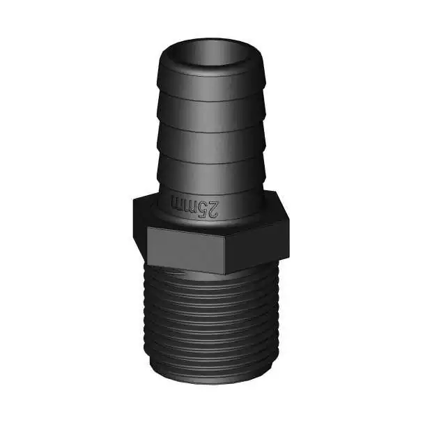 Raccord cannelé et fileté droit 1" BSP Noir diamètre 25mm Offre Spéciale