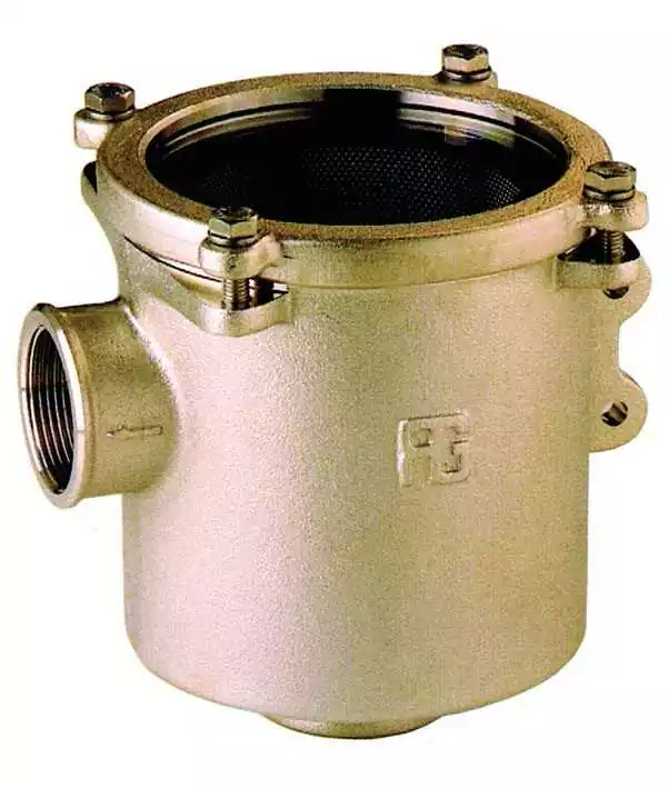 Livraison Express Filtre eau de mer 1" Débit 7950 l/h Corps bronze nickelé couvercle transparent