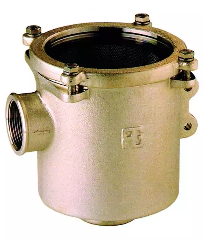 Filtre eau de mer 1"1/2 Débit 19100 l/h Corps bronze nickelé couvercle transparent Remise