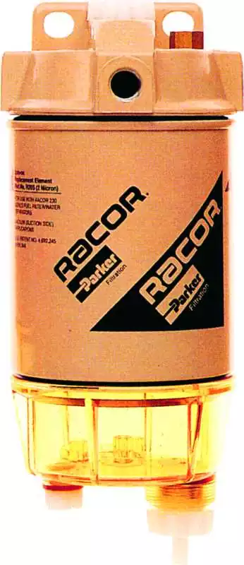 Marque Filtre séparateur gasoil débit max 114 L/H RACOR 1 entrée et 2 sorties