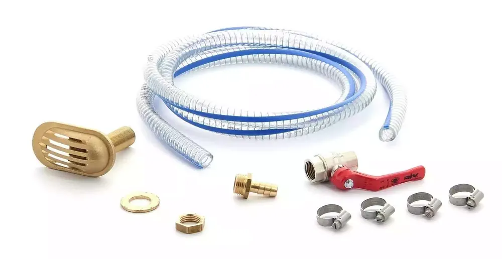 Super Prix Kit pour filtre eau 25mm avec crepine raccord annelé vanne à sphere et colliers serrage