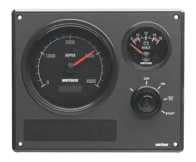 Pas Cher Tableau de bord moteur synthétique type MP22 12V 2 instruments noir 0-4000 RPM