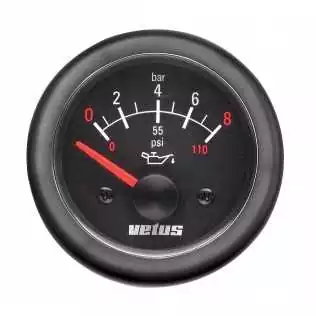 Indicateur noir de pression d‘huile 24V 0-8 bar 0-110 psi encastrement 52mm Satisfait Ou Remboursé