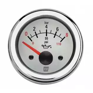 Indicateur blanc de pression d‘huile 12V 0-8 bar 0-110 psi encastrement 52mm Offre Du Jour