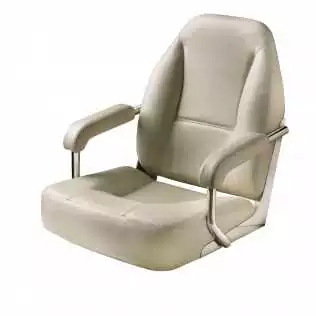 Siege de maitre de barre avec accoudoirs inox blanc 580mm Commander Maintenant