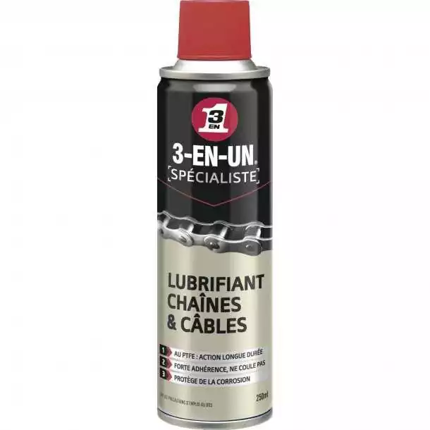 3-EN-1 LUBRIFIANT PTFE CHAINE/CABLE 250ML Soldes