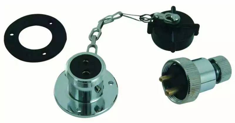 Certifié Prise avec fiche étanche 5A 2 poles laiton chromé diamètre 8mm