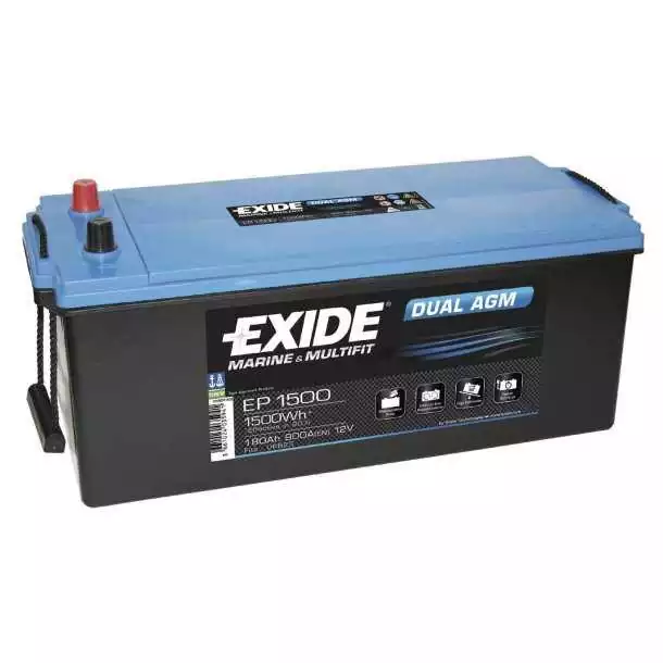 Batterie Exide Dual AGM 12V 180A dimensions 513 x 223 x 223mm Usine Directe