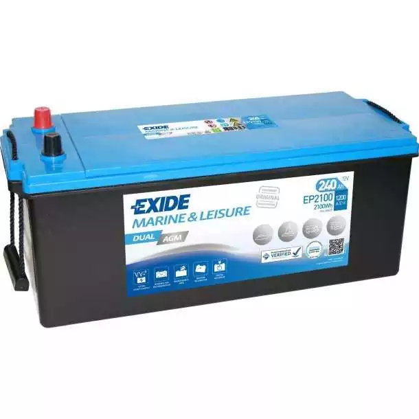 Haute Qualité Batterie Exide Dual AGM 12V 240A dimensions 518 x 274 x 240mm