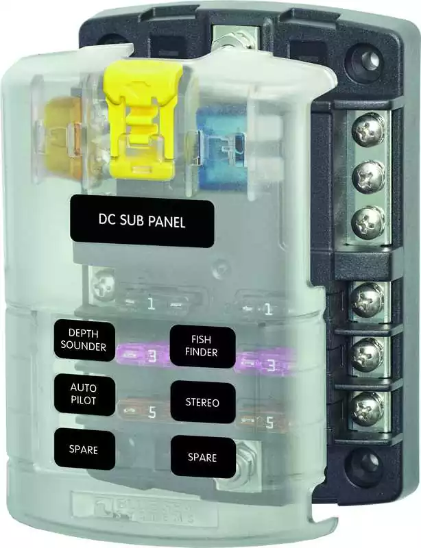 Acheter Direct Tableau 6 fusibles enfichables avec bus négatif de 6.3 mm de 1 à 40 A