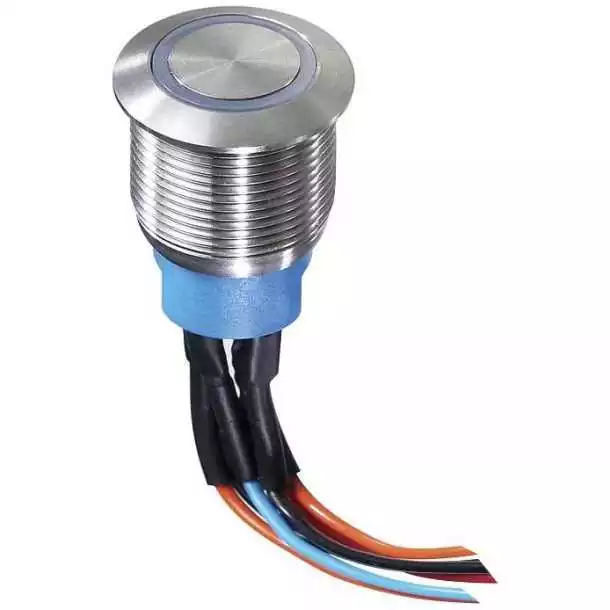 Bouton poussoir Inverseur led bleue 12V diamètre 19mm Bon Plan