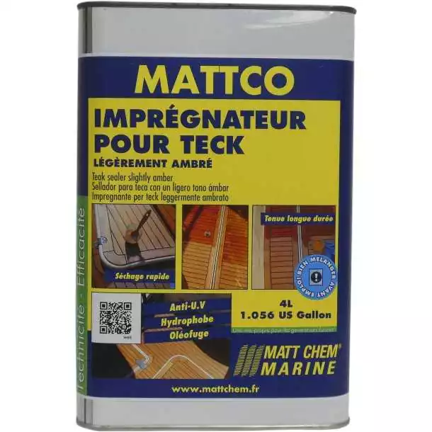 Mattco ambré 4L imprégnateur légèrement ambré pour teck Nouveauté