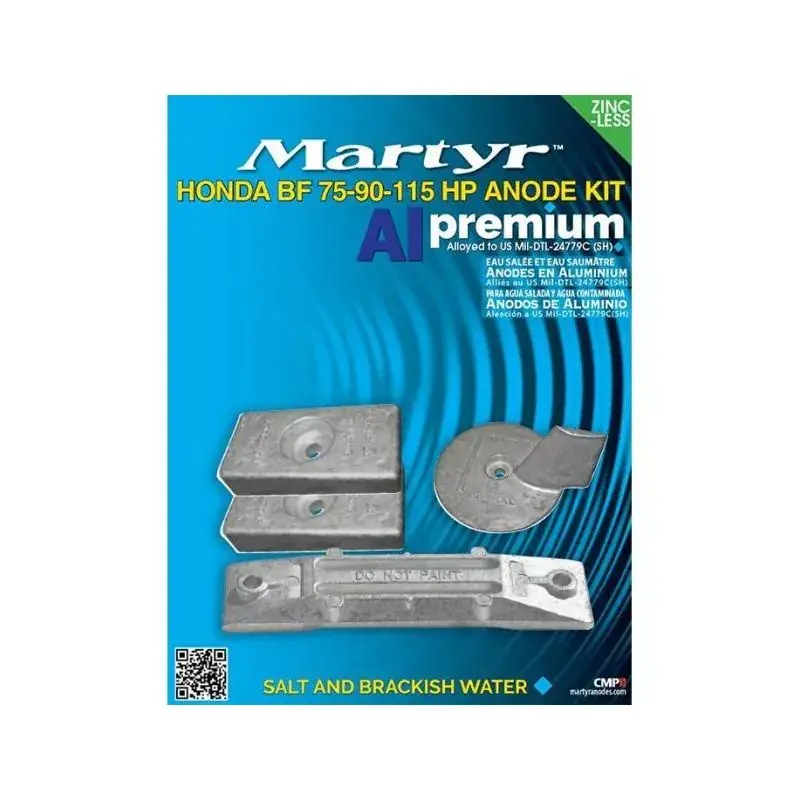 Authentique Kit anode aluminium pour Honda 75-90-115cv