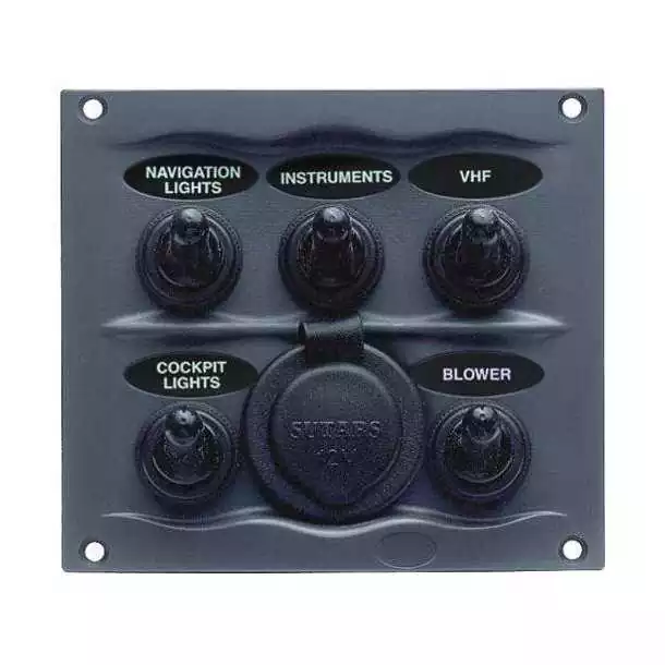 Must-Have Tableau étanche noir 5 interrupteurs avec prise