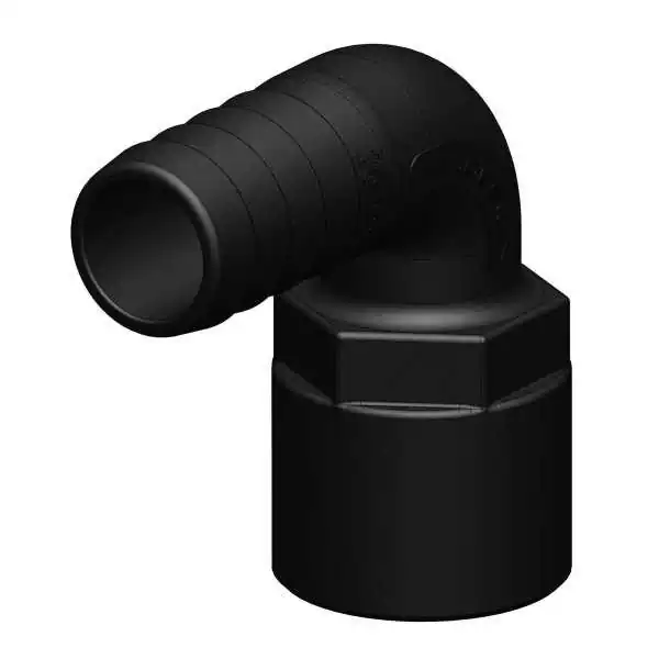 Coude 90° Femelle Mâle fileté cannelé diamètre 19mm 3/4‘‘ BSP noir Offre Du Jour