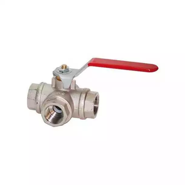 Vanne à sphere bille 3 voies 1‘‘1/2 PN25 Laiton chromé F/F/F diamètre 40mm Offre Spéciale