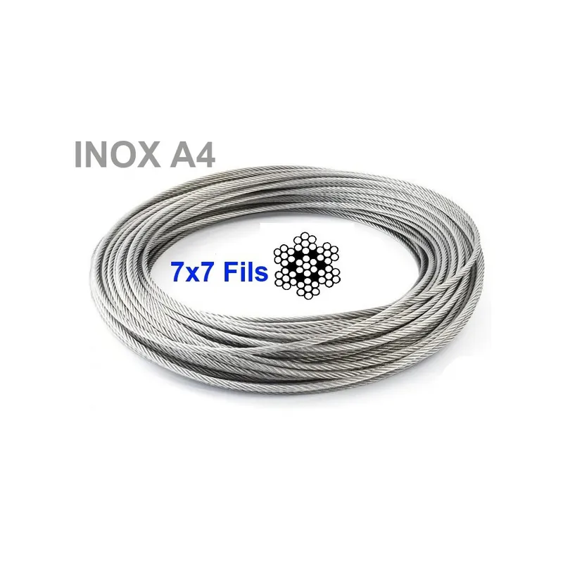 Câble inox 7x7 ( 49 Fils ) inox A4 - 316 Dernière Chance