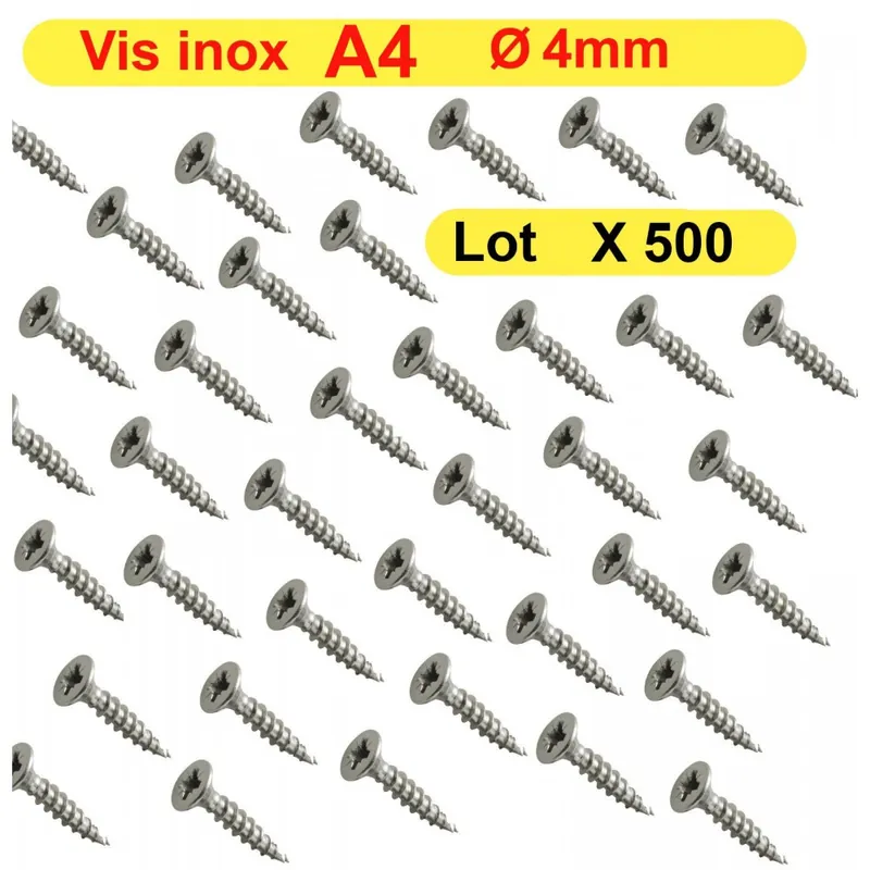 Vis Ø4mm inox A4 Bois entièrement filetée Dernier Modèle