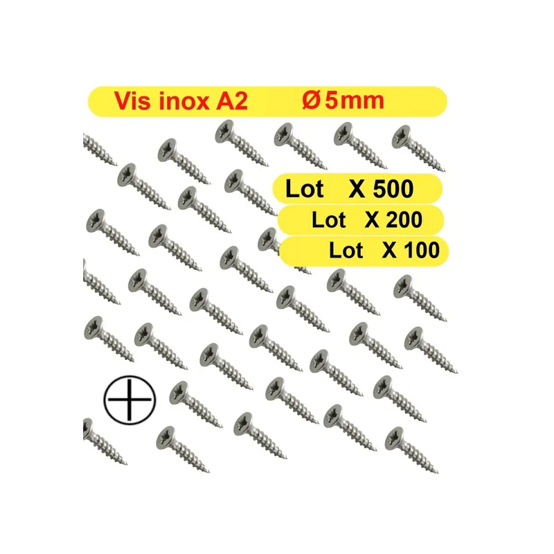 Vis Ø5mm inox A2 bois entièrement filetée Remise