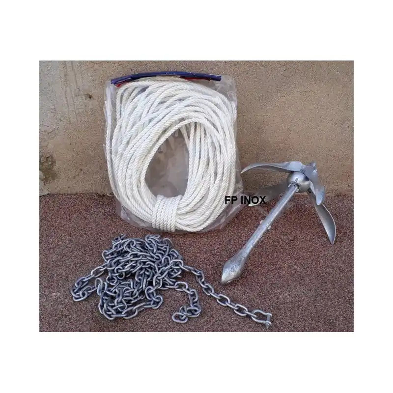 Paiement Sécurisé Ensemble Kit de mouillage ancre grappin + chaine + bout + manille