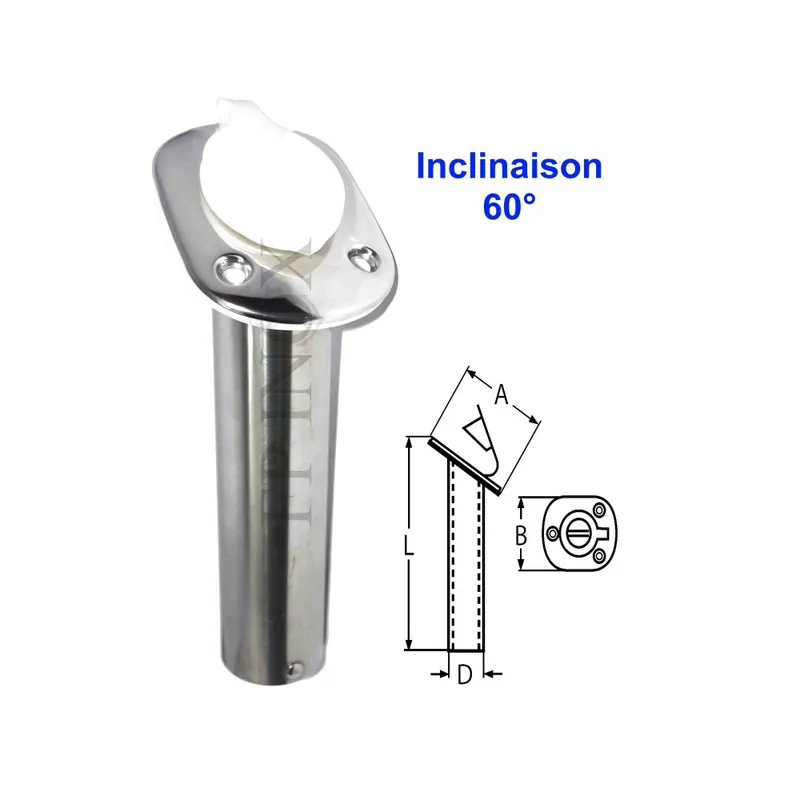 Porte canne d‘angle 60° à encastrer en inox Authentique