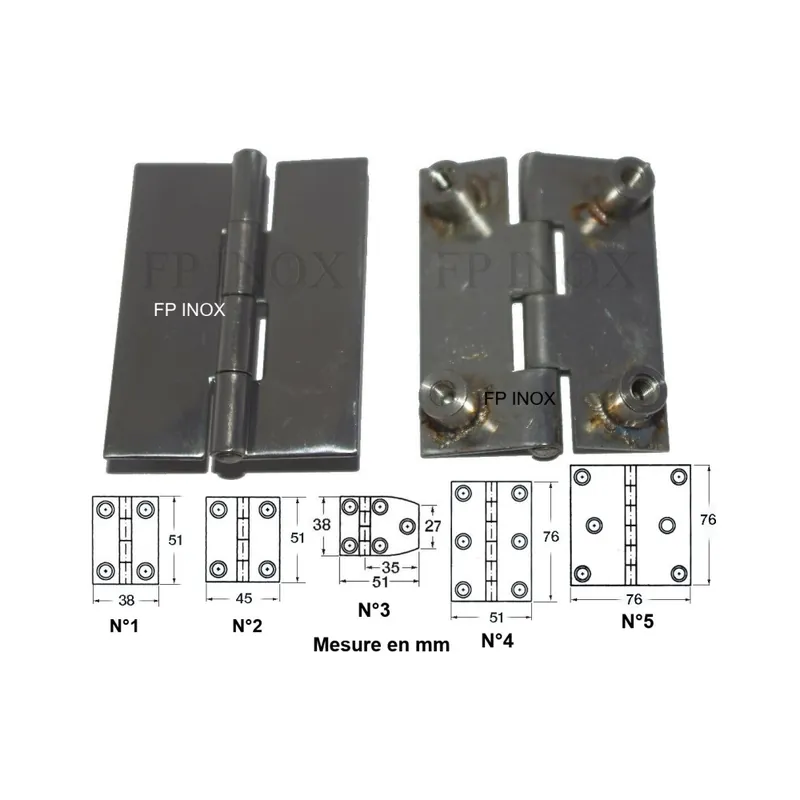 Prix Réduit Charnière Sans Vis en inox a2 épaisseur 1.2mm ( Lot de 2 )