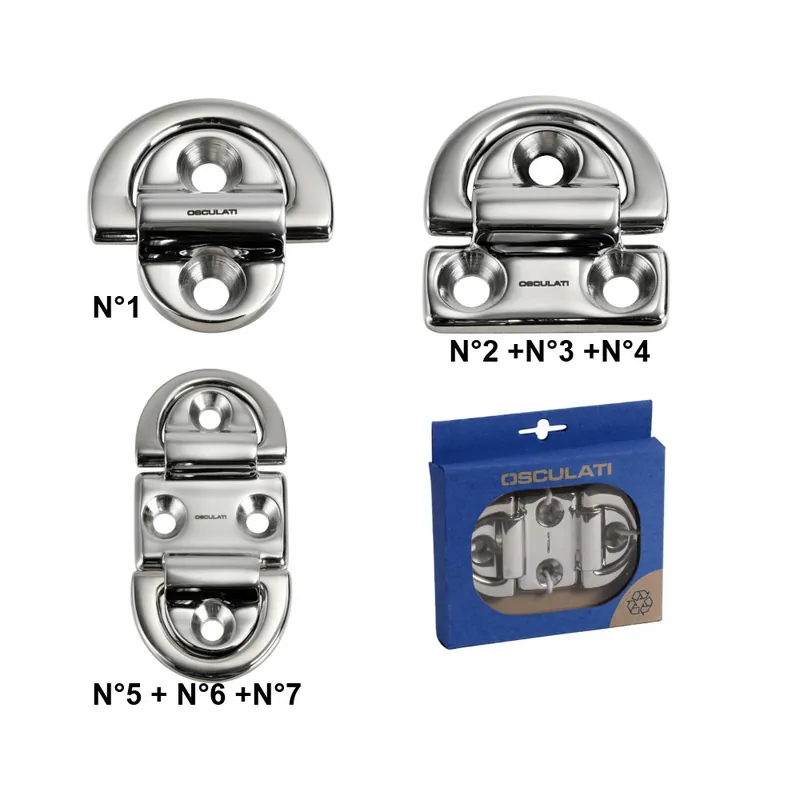 Cadène / Anneau rabattable "folding pad eyes" avec anneau forgé HR Inox A4 Nouvelle Collection
