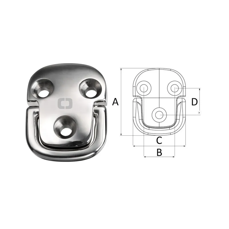 Cadène / Anneau rabattable Square pad eyes avec anneau forgé HR inox A4 Bon Marché