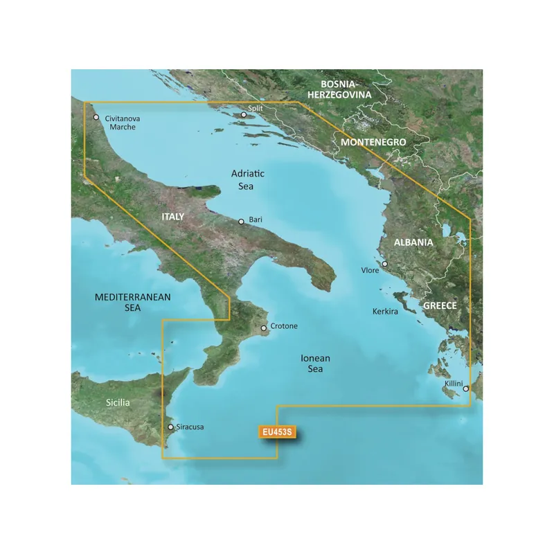 Garmin VEU452S carte marine Sud de l’Adriatique, Monténégro, Albanie Paiement Sécurisé