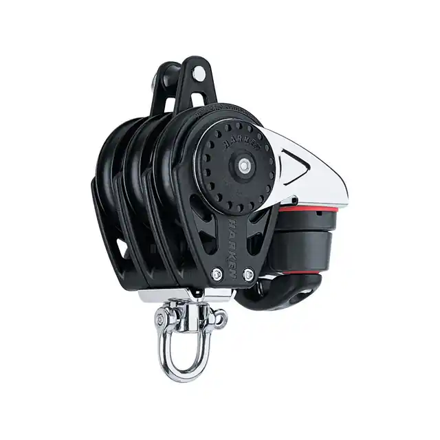 Retour Gratuit Harken 57mm Carbo poulie d‘écoute de grand-voile - triple épaisseur avec manille d‘émerillon, bout de chien et taquet coinceur