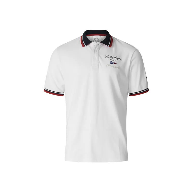 PROMO Marinepool RR Fabrice polo col V homme blanc, taille L Top Vente