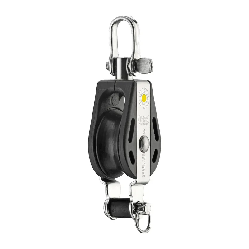 Bon Plan Hs sprenger S-Blockserie 8mm poulie avec palier lisse - simple avec manille pivotante et patte d‘oie