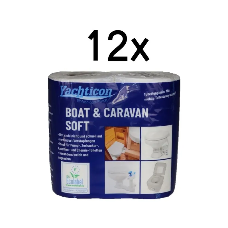 Lot de 12 Yachticon papier toilette soft pour bateau & caravane, 48 rouleaux Commander Maintenant