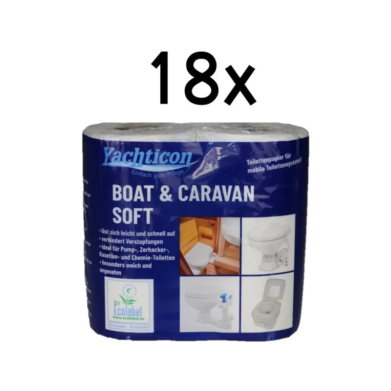Lot de 18 Yachticon papier toilette soft pour bateau & caravane, 72 rouleaux Promotion