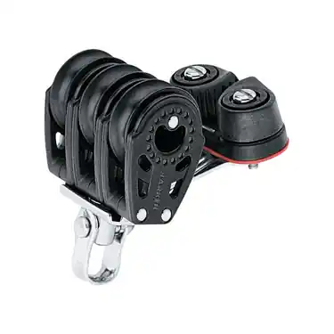 Harken 29mm Carbo poulie d‘écoute de grand-voile - triple épaisseur avec manille d‘émerillon et taquet coinceur Prix Bas