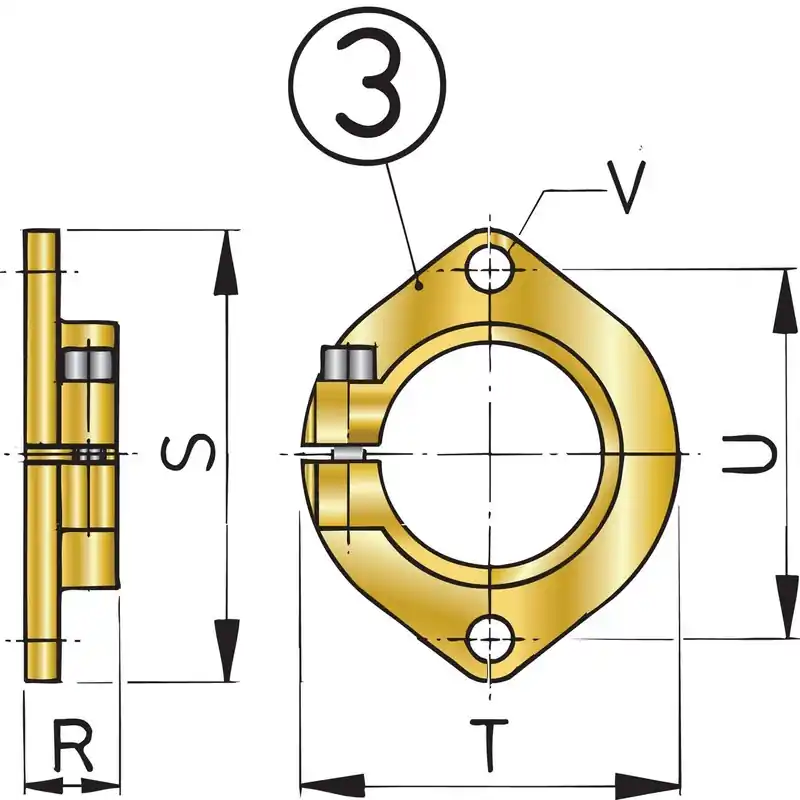 Quantité Limitée Bride de montage Vetus pour tube d‘étambot, Ø 45mm